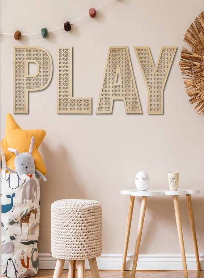 GlikCeil Playroom Decor Rattan Letters Set 12 x 15 Boho Wall Signs for Bedroom Large Wooden Rattan Letters for Toddler Girls Boys Playroom Art Nursery Room Decorations(Play) - Image 5